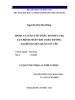 Hành vi tuân thủ phác đồ điều trị của bệnh nhân đái tháo đường tại bệnh viện quận gò vấp 