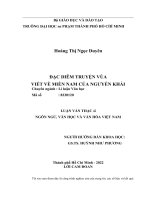 Đặc điểm truyện vừa viết về miền nam của nguyễn khải (luận văn thạc sĩ ngôn ngữ) 