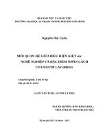 Mối quan hệ giữa biểu hiện kiệt sức nghề nghiệp và đặc điểm nhân cách của người lao động 