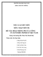 TIỂU LUẬN hết môn môn NHẬP môn PR đề tài HOẠT ĐỘNG PR của CÔNG TY SUNTORY PEPSICO VIỆT NAM 