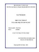 Nhu cầu tâm lý của cha mẹ có con tự kỷ (luận văn thạc sĩ tâm lí học chuyên ngành tâm lí học) 