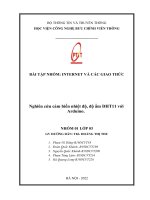 BÀI TẬP NHÓM: INTERNET VÀ CÁC GIAO THỨC    Nghiên cứu cảm biến nhiệt độ, độ ẩm DHT11 với Arduino.