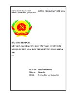 BÀI THU HOẠCH kết QUẢ NGHIÊN cứu, học tập NGHỊ QUYẾT hội NGHỊ lần THỨ năm BCH TRUNG ƯƠNG ĐẢNG KHÓA XIII 