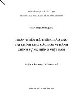 Nâng cao hệ thống báo cáo tài chính cho các đơn vị hành chính sự nghiệp ở VN 