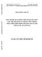 Đẩy mạnh xuất khẩu mặt hàng da giày vào thị trường EU trong tiến trình thực hiện Hiệp định thương mại tự do Việt Nam - EU (EVFTA)