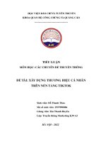 TIỂU LUẬN MÔN HỌC: CÁC CHUYÊN ĐỀ TRUYỀN THÔNG ĐỀ TÀI: XÂY DỰNG THƯƠNG HIỆU CÁ NHÂN TRÊN NỀN TẢNG TIKTOK