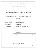 TIỂU LUẬN môn KINH tế CHÍNH TRỊ mác LÊNIN tên CHỦ đề THỰC TRẠNG THU hút FDI của VIỆT NAM HIỆN NAY 