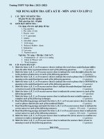 Đề cương ôn tập giữa học kỳ 2 môn tiếng anh lớp 12 trường THPT việt đức năm 2021 2022 