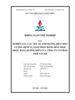 Nghiên cứu các yếu tố ảnh hưởng đến chất lượng dịch vụ giao nhận hàng hóa nhập khẩu bằng đường biển của công ty cổ phần tiếp vận hp 