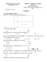 Đề thi học kì 2 môn Toán lớp 10 năm 2021-2022 có đáp án - Sở GD&ĐT Quảng Nam (Mã đề 101)