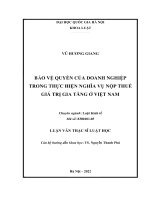 Bảo vệ quyền của doanh nghiệp trong thực hiện nghĩa vụ nộp thuế giá trị gia tăng ở việt nam (luận văn thạc sỹ luật) 