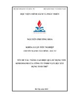 Nâng cao hiệu quả sử dụng vốn kinh doanh của công ty tnhh vlxd tuổi trẻ 