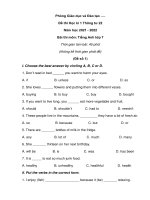 nam 2021 de thi hoc ki 1 tieng anh lop 7 thong tu 22 co dap an 5 de 