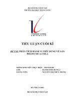 TIỂU LUẬN CUỐI kì đề tài PHÂN TÍCH HÀNH VI TIÊU DÙNG về sản PHẨM COCA COLA 