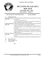 Đề cương ôn tập giữa kỳ 2 môn lịch sử lớp 12 trường THPT xuân đỉnh năm 2021 2022 