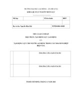 Tiểu luận tạo động lực lao độngtạo động lực cho người lao động trong các doanh nghiệp hiện nay 