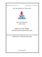 Tên đề tài đánh giá hoạt động bán hàng của cửa hàng thời trang và phụ kiện shin store 