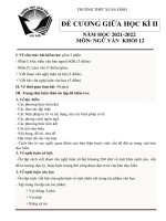 Đề cương ôn tập giữa kỳ 2 môn văn lớp 12 trường THPT xuân đỉnh năm 2021 2022 