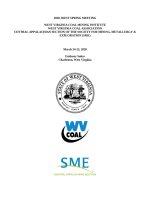 WEST VIRGINIA COAL MINING INSTITUTE WEST VIRGINIA COAL ASSOCIATION CENTRAL APPALACHIAN SECTION OF THE SOCIETY FOR MINING, METALLURGY & EXPLORATION (SME)