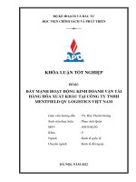 Đẩy mạnh hoạt động kinh doanh vận tải hàng hóa xuất khẩu tại công ty tnhh mentfield qv logistics việt nam 