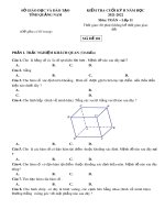 Đề thi học kì 2 môn Toán lớp 11 năm 2021-2022 có đáp án - Sở GD&ĐT Quảng Nam (Mã đề 101)