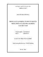 Pháp luật lao động về bảo vệ quyền nhân thân của người lao động tại việt nam (luận văn thạc sỹ luật) 