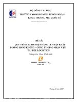 ĐỀ tài QUY TRÌNH GIAO NHẬN HÀNG lẻ NHẬP KHẨU ĐƯỜNG HÀNG KHÔNG – CÔNG TY GIAO NHẬN vận tải BEE LOGISTICS 