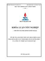 Chuyên ngành kinh tế đối ngoại giải pháp thúc đẩy hoạt động giao nhận hàng hóa xuất nhập khẩu bằng đường biển của công ty tnhh vận tải bách việt 