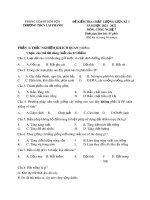 Đề thi giữa học kì 1 môn Công nghệ lớp 7 năm 2021-2022 có đáp án - Trường THCS Lai Thành