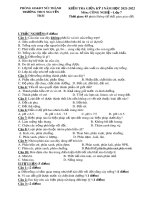 Đề thi giữa học kì 1 môn Công nghệ lớp 7 năm 2021-2022 - Trường THCS Nguyễn Trãi