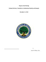 Report of the Meeting National Advisory Committee on Institutional Quality and Integrity