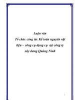 Tổ chức công tác kế toán nguyên vật liệu – công cụ dụng cụ tại công ty xây dưng quảng ninh 