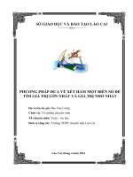 (SKKN HAY NHẤT) phương pháp đưa về xét hàm một biến số để tìm giá trị lớn nhất và giá trị nhỏ nhất 