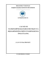 Yếu tố tác động đến đa dạng hóa thu nhập của hộ gia đình nông thôn vùng đồng bằng sông cửu long 