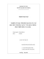 Nghiên cứu đặc tính phát quang của vật liệu thủy tinh pha tạp er3+ ứng dụng trong phát triển EDFA và g LEDs 