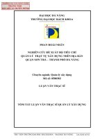 Nghiên cứu đề xuất bộ tiêu chí quản lý trật tự xây dựng trên địa bàn quận sơn trà   thành phố đà nẵng (tóm tắt) 