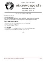 Đề cương ôn tập cuối kỳ 1 môn sinh lớp 10 trường THPT xuân đỉnh năm 2021 2022 