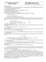 ĐỀ  ĐÁP ÁN ĐỀ KIỂM TRA ĐỘI TUYỂN HSG HÓA CHÍNH THỨC trường THPT Chuyên ĐHSP HÀ NỘI (đề 1 vô cơ, đề 2 hữu cơ)