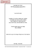 Nghiên cứu hoàn thiện quy trình cấp phép xây dựng công trình nhà ở riêng lẻ trên địa bàn quận sơn trà, thành phố đà nẵng (tt) 