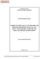 Nghiên cứu phân lập và tác dụng điều trị bênh đái tháo đường type 2 của các hoạt chất sinh học từ một số loài thực vật thu hái tại miền trung 
