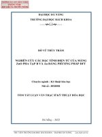 Nghiên cứu các đặc tính điện tử của màng zno pha tạp b và au bằng phương pháp DFT (tt) 