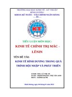TIỂU LUẬN môn học KINH tế CHÍNH TRỊ mác   LÊNIN tên đề tài KINH tế BÌNH DƯƠNG TRONG QUÁ TRÌNH hội NHẬP và PHÁT TRIỂN 