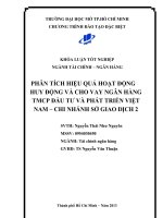 1150PHẦN TÍCH HIỆU QUÁ HOẠT ĐỘNG  HUY ĐỘNG VÀ CHO VAY NGÂN HÀNG TMCP ĐẦU TƯ VÀ PHÁT TRIỄN VIỆT NAM - CHI NHÁNH SỞ GIAO DỊCH 2