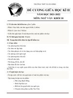 Đề cương ôn tập giữa kỳ 2 môn văn lớp 10 trường THPT xuân đỉnh năm 2021 2022 