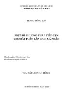 Một số phương pháp tiếp cận cho bài toán lập lịch cá nhân  