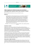 Video Captions for Online Courses- Do YouTube-s Auto-generated Ca