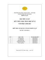 BÀI TIỂU LUẬN KẾT THÚC HỌC PHẦN HỌC KỲ II NĂM HỌC 20202021  MÔN THI: XÂY DỰNG VĂN BẢN PHÁP LUẬT