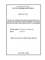 Nâng cao tính năng kinh tế kỹ thuật và giảm mức độ phát thải ô nhiễm của động cơ xe gắn máy chạy bằng LPG và ethanol  tóm tắt 