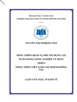 Phát triển dịch vụ phi tín dụng tại ngân hàng nông nghiệp và phát triển nông thôn VN chi nhánh đồng nai 
