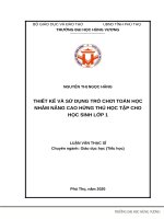 Thiết kế và sử dụng trò chơi toán học nhằm nâng cao hứng thú học tập cho học sinh lớp 1 